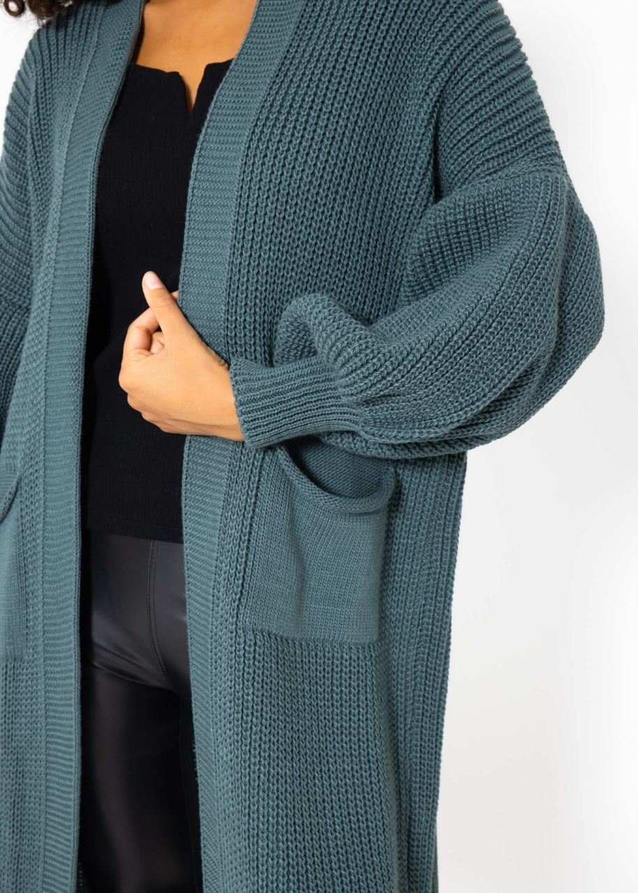 Maxi Cardigan with pockets - petrol green