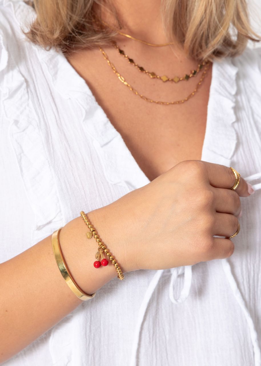 Bracelet with cherry pendant - gold