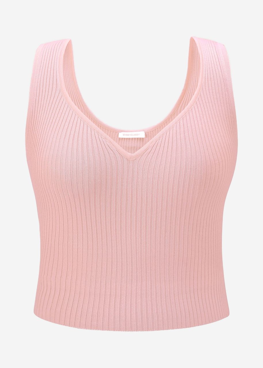 Knitted top with heart-shaped neckline - pink