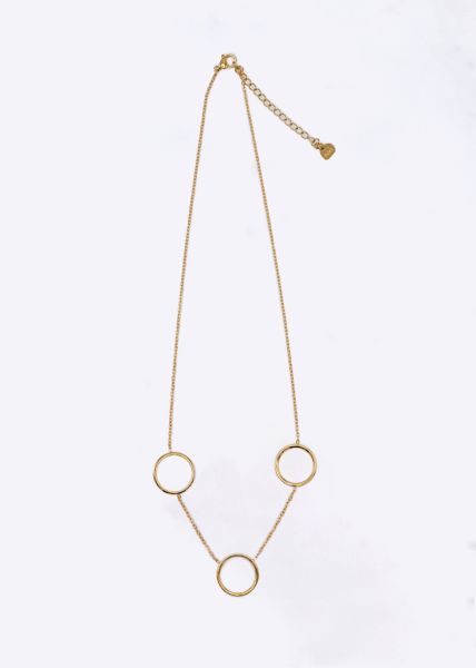Necklace with 3 circles, gold