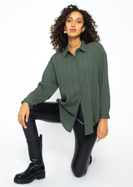 Blouse with crinkle effect - khaki