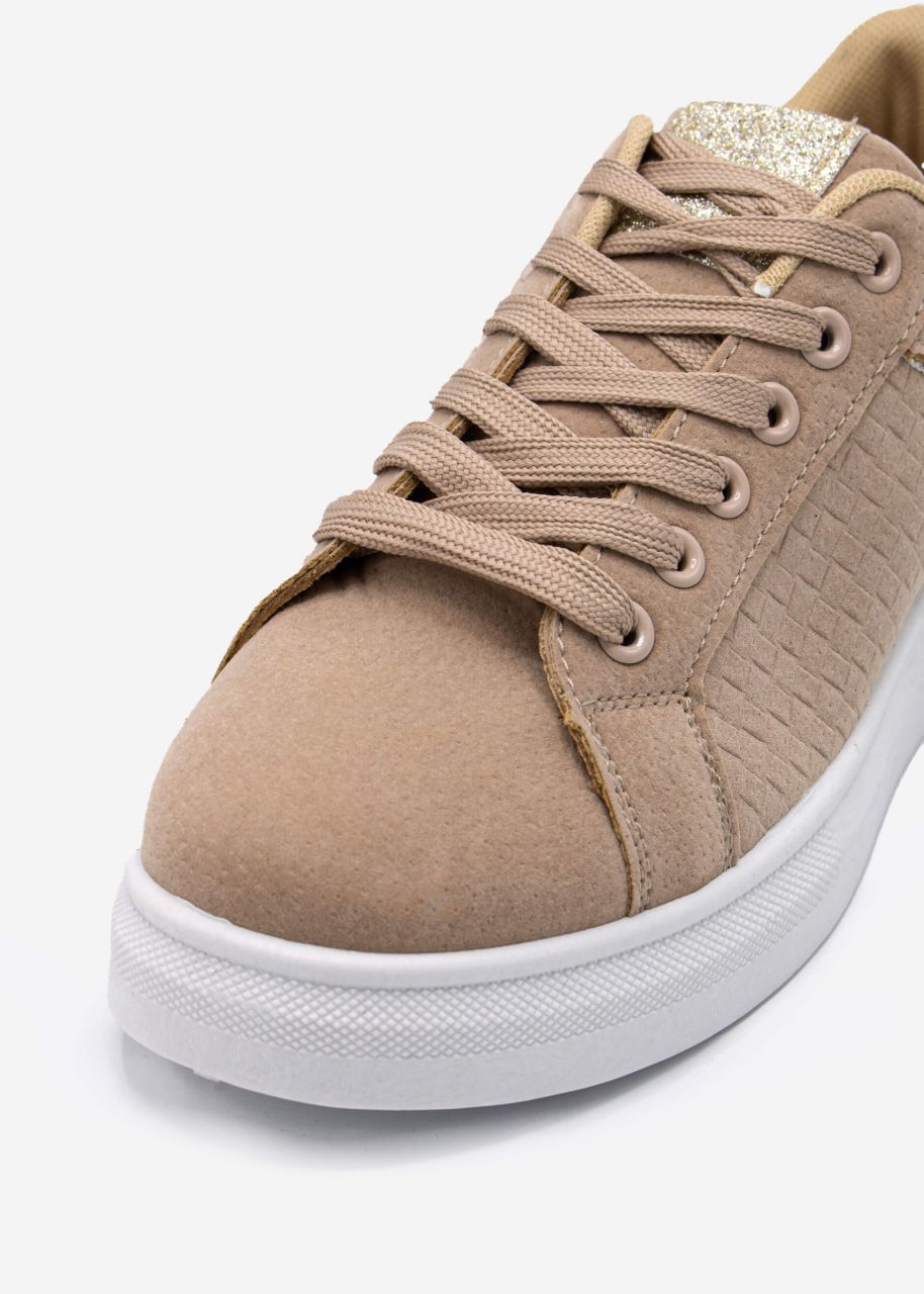 Sneaker with embossing, beige