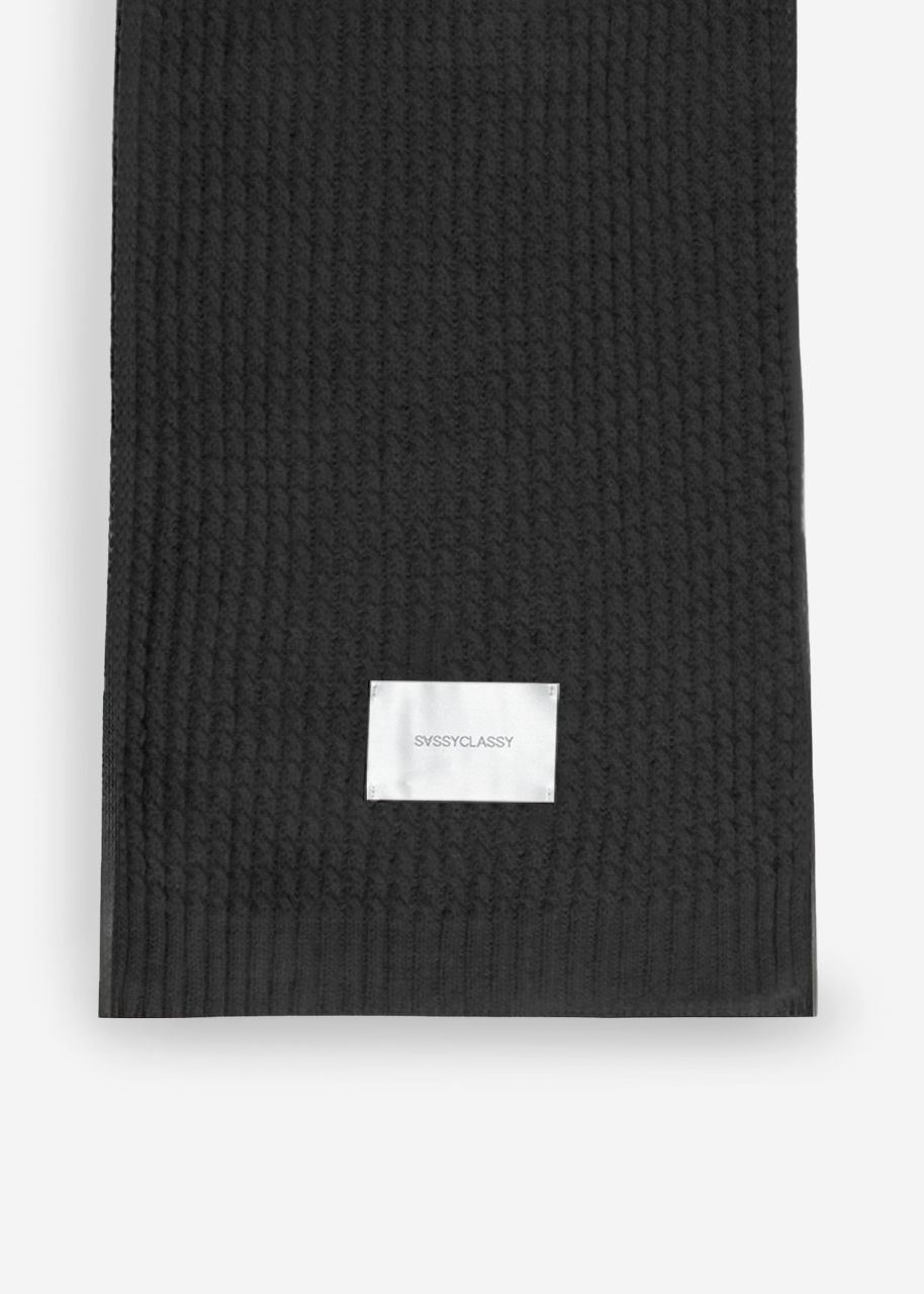 Ribbed knitted scarf - black