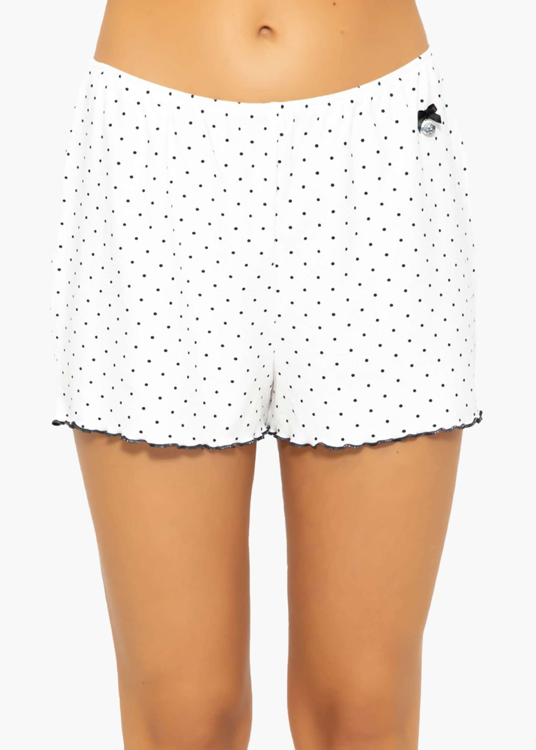 Sleep shorts with dots - white