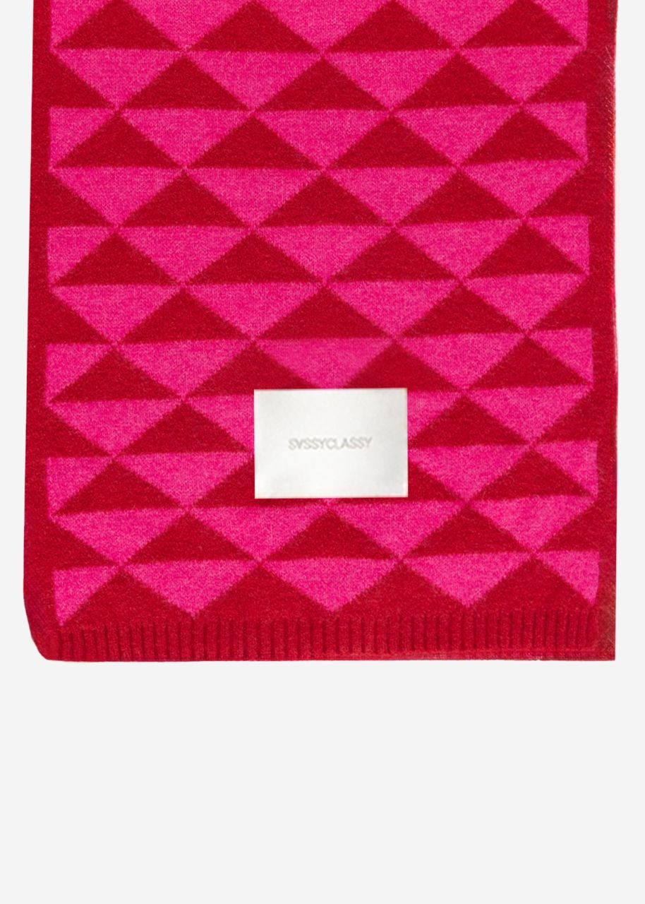 Scarf with geometric print - red-pink