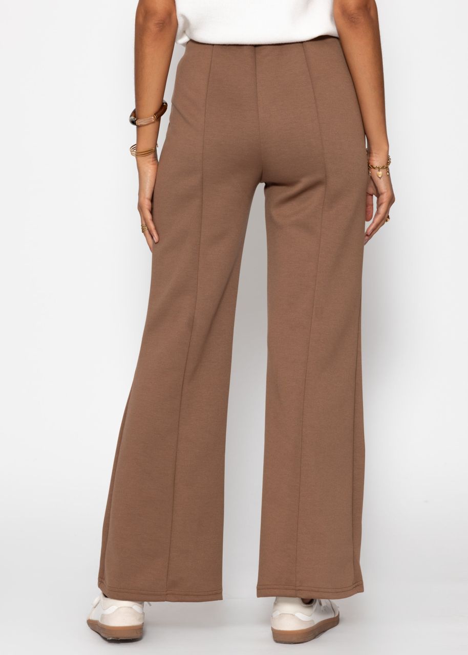 Highwaist trousers with straight leg and decorative stitching - brown