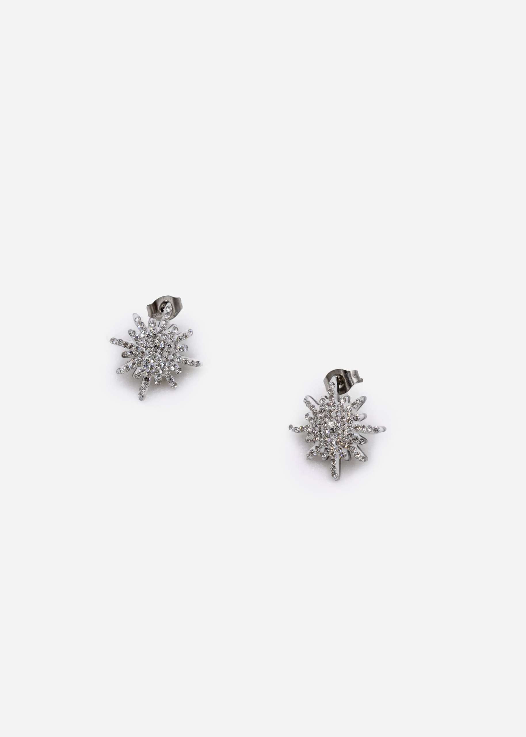 Sparkling stud earrings, silver