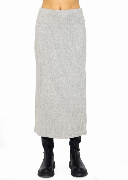 Midi length ribbed skirt - grey