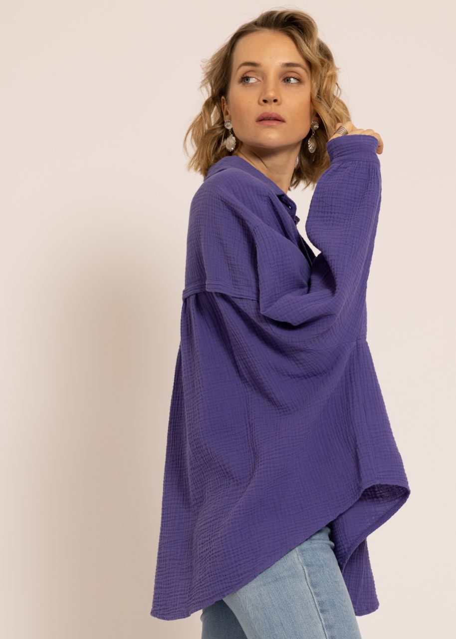 Ultra oversize Blusenhemd, kürzere Variante, lila