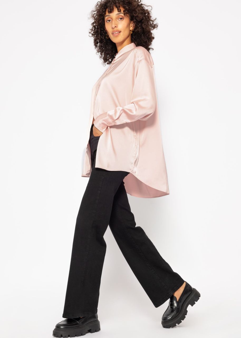 Oversize satin blouse - powder pink