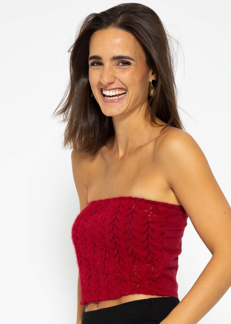 Bandeau top in extravagant lace - dark red