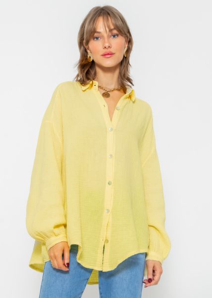 Muslin blouse oversize, short, yellow
