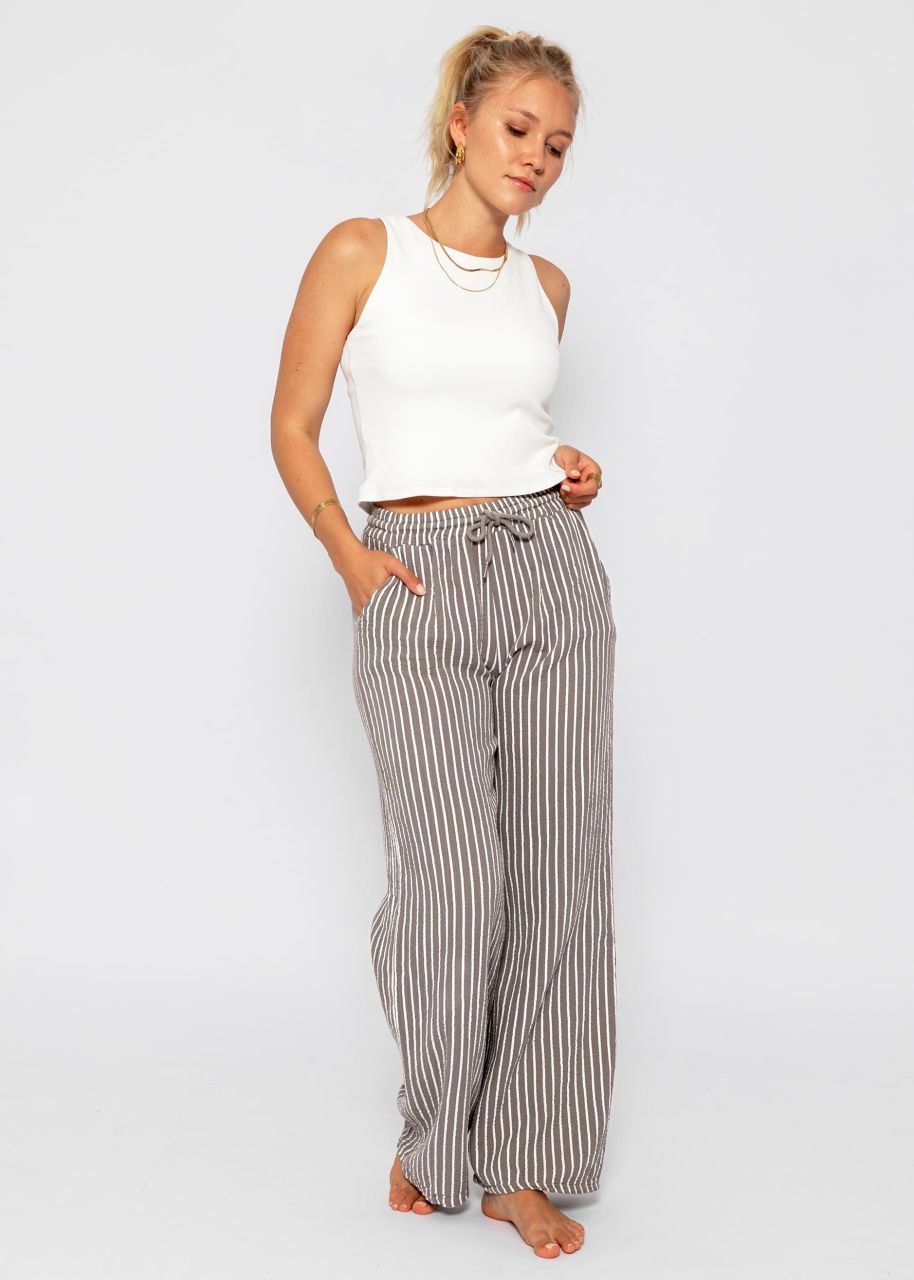 Striped muslin pants - taupe