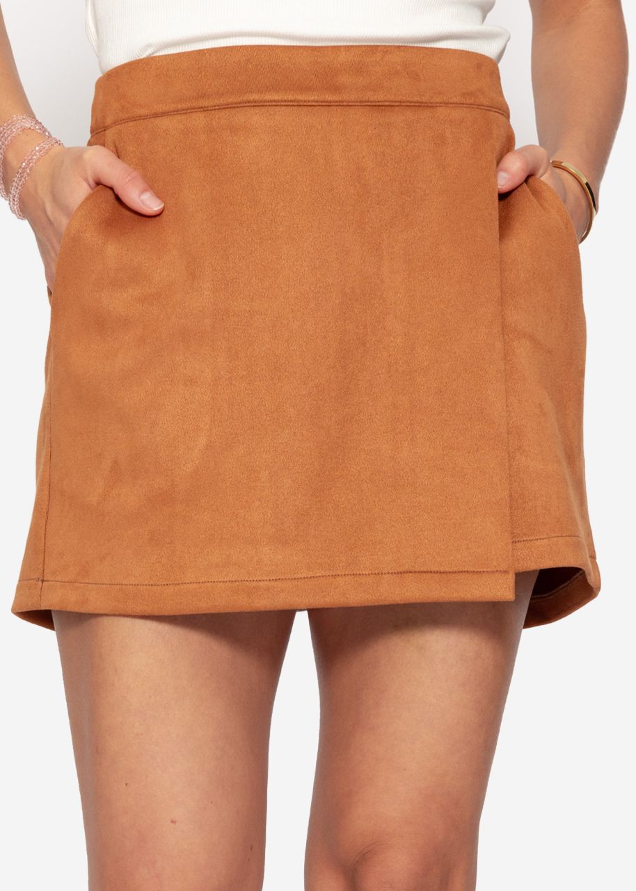 Suede-look culottes - cognac