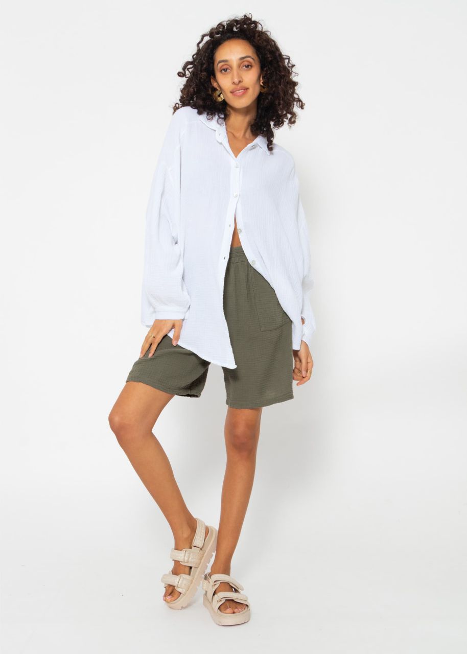 Muslin Bermuda shorts, khaki