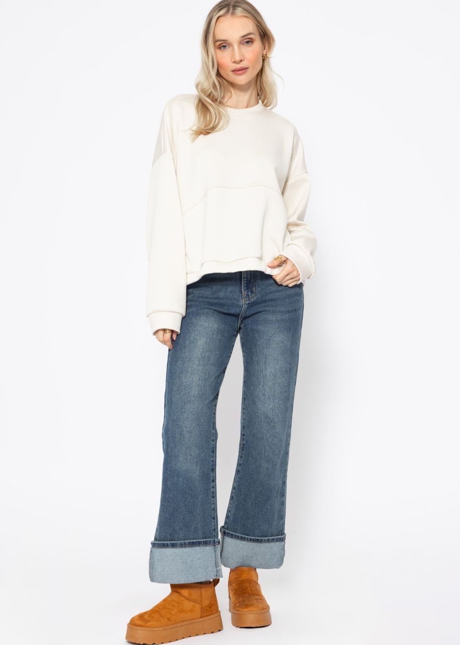 Soft sweatshirt with dividing seams - offwhite