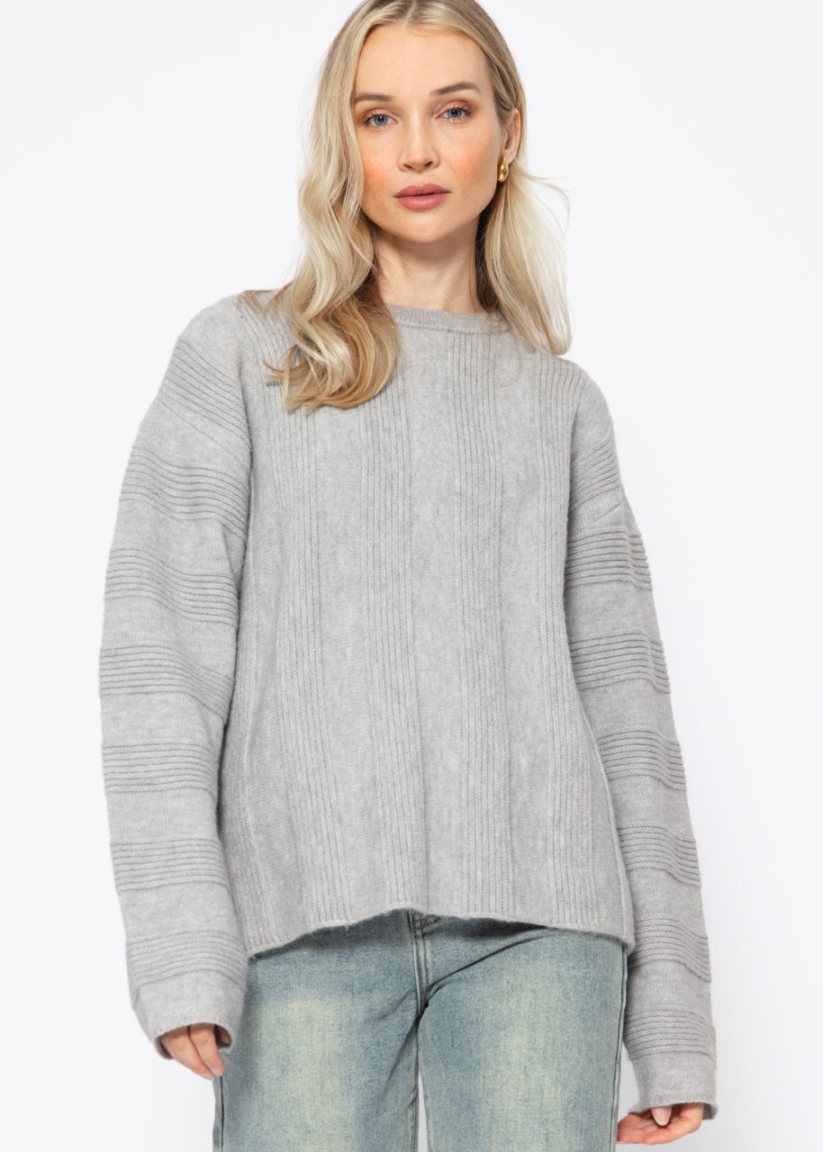 Jumper with ribbed stripe pattern - grey