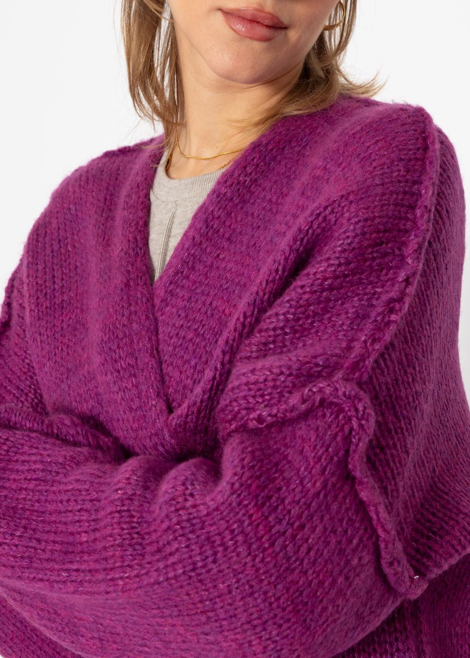 Casual cardigan with outer seams - purple