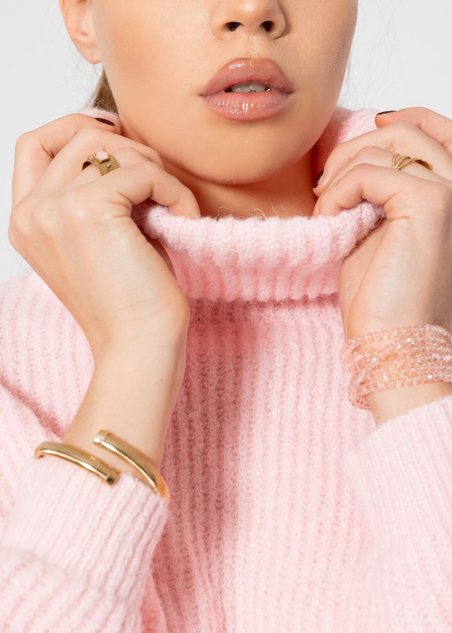 Oversize turtleneck sweater - pink