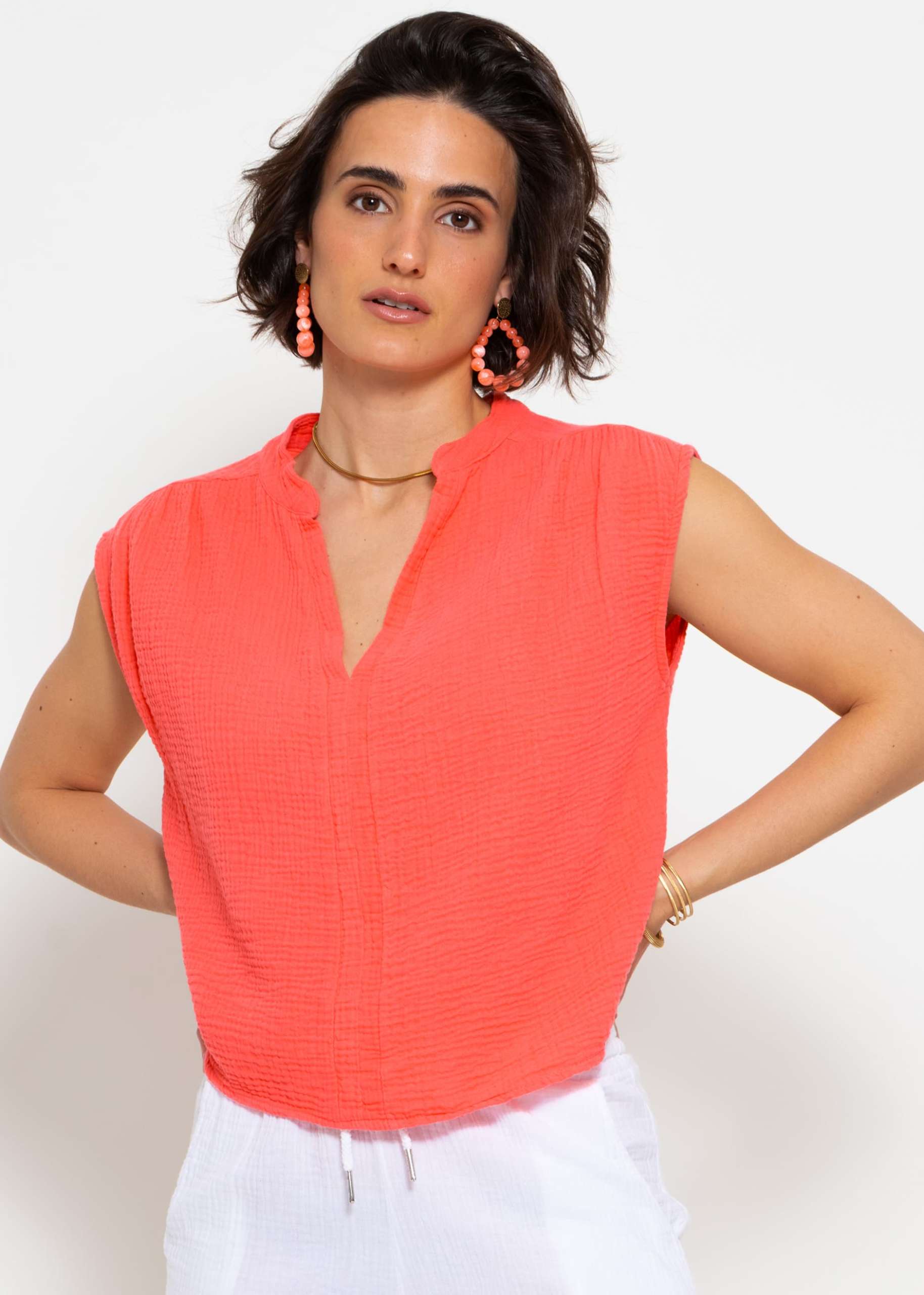 Muslin shirt - coral