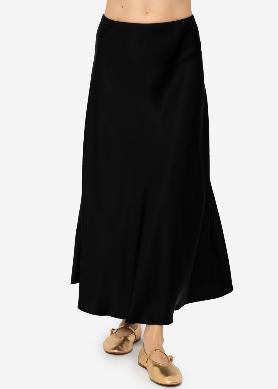 Satin-look skirt - black