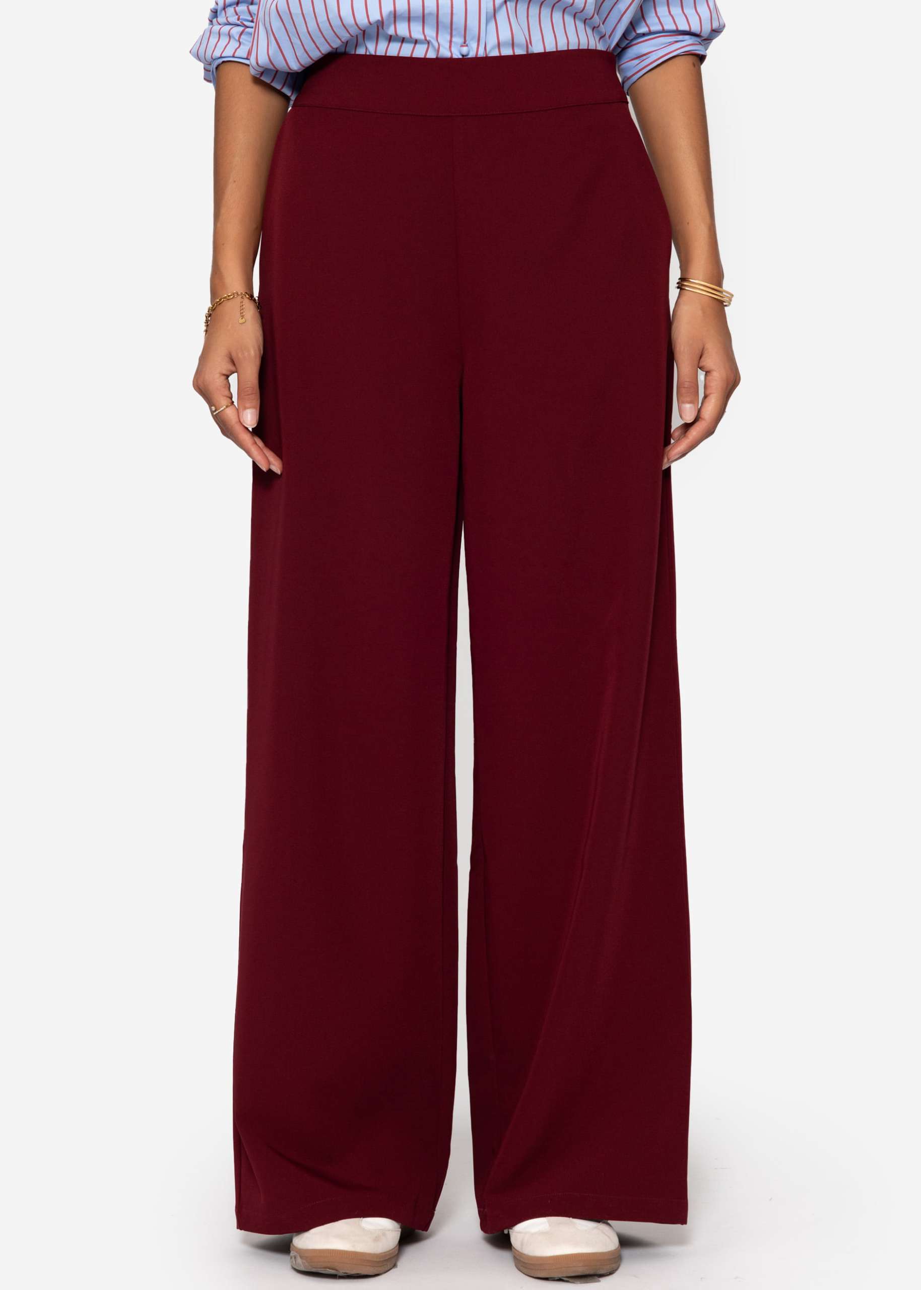 Lightweight fabric trousers - burgundy