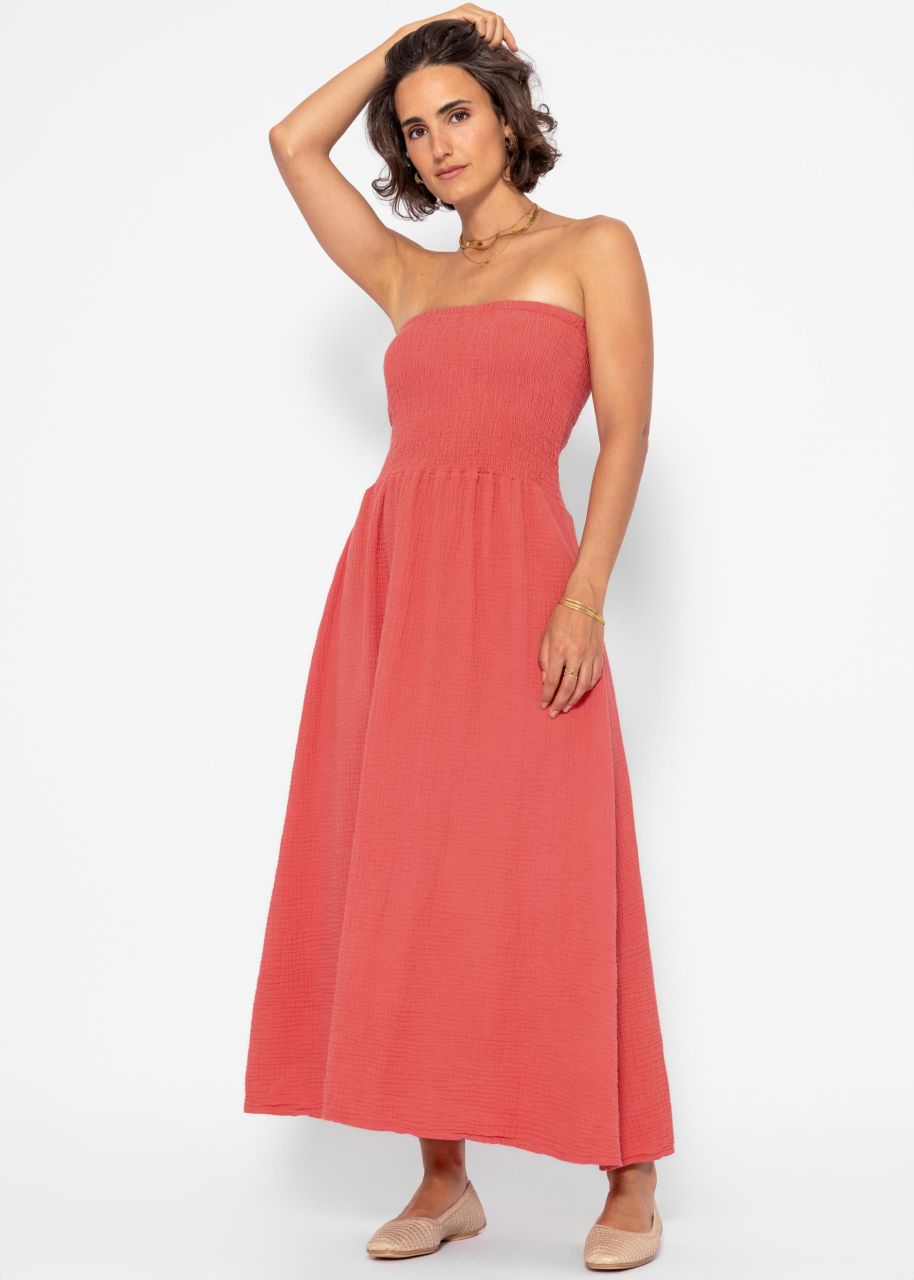 Off-the-shoulder muslin dress - lobster