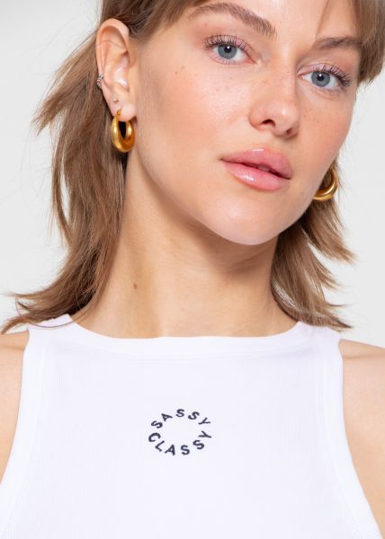 Tank top with embroidery - white 