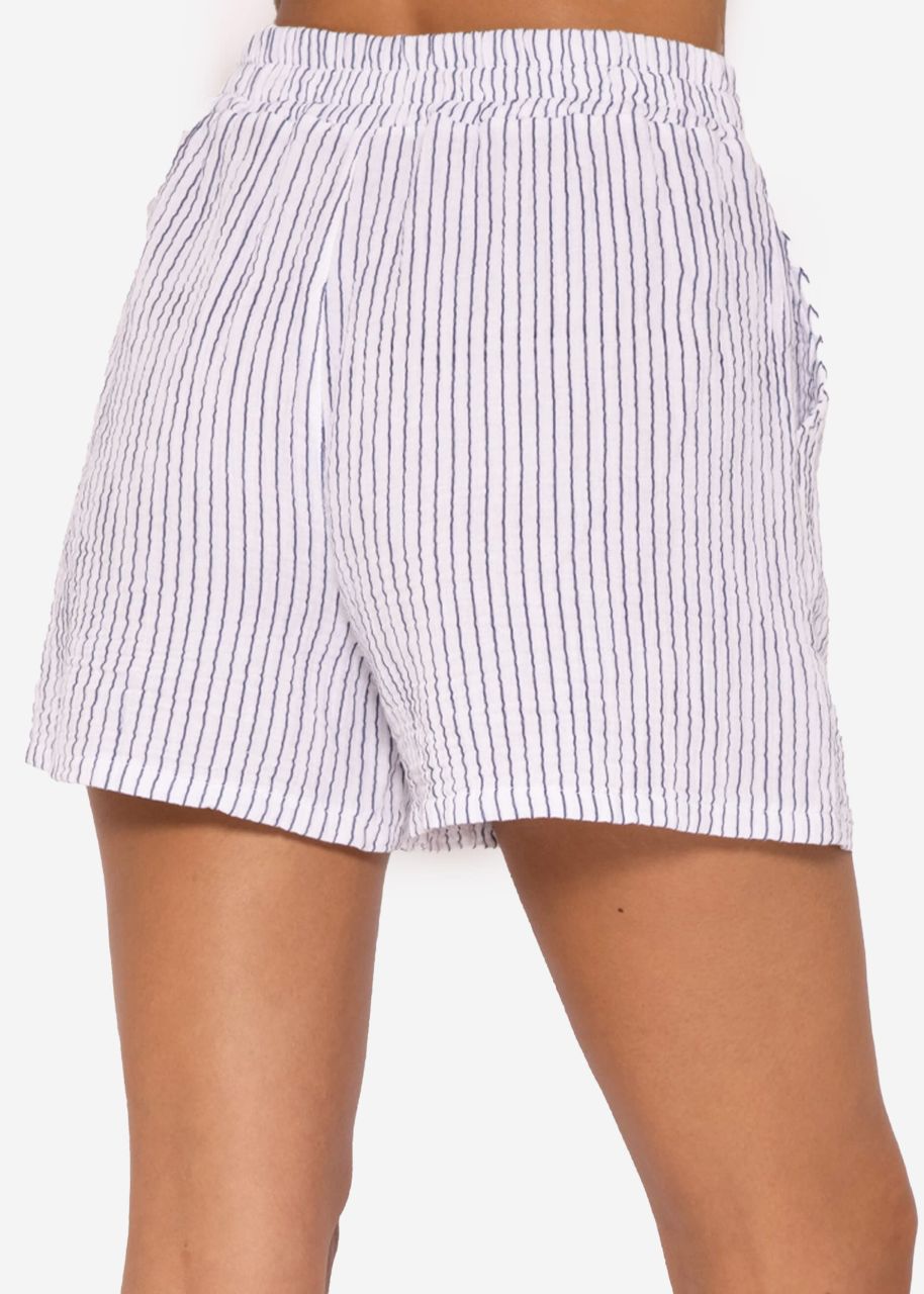 Striped muslin shorts, blue/white