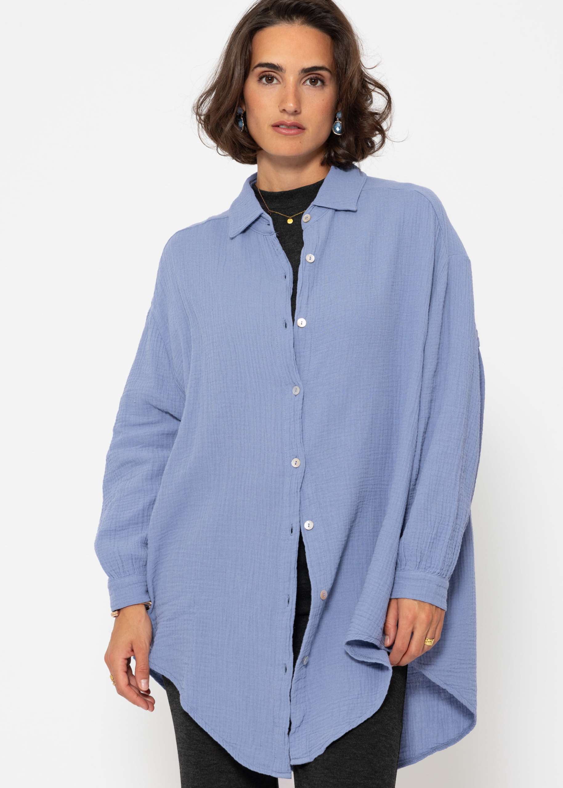 Muslin blouse oversize, blue