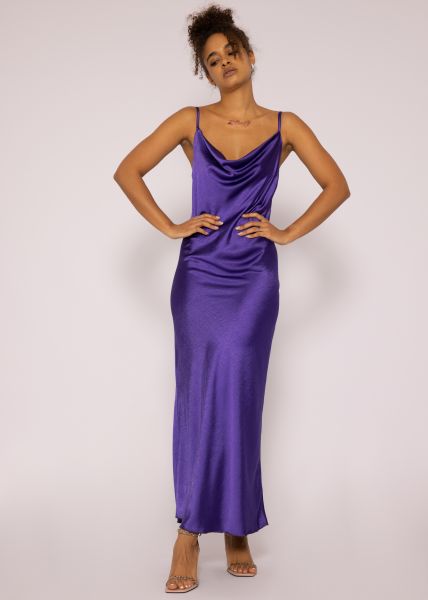 Maxi satin dress, purple