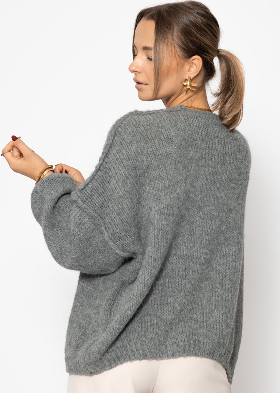 Casual cardigan with outer seams - dark grey