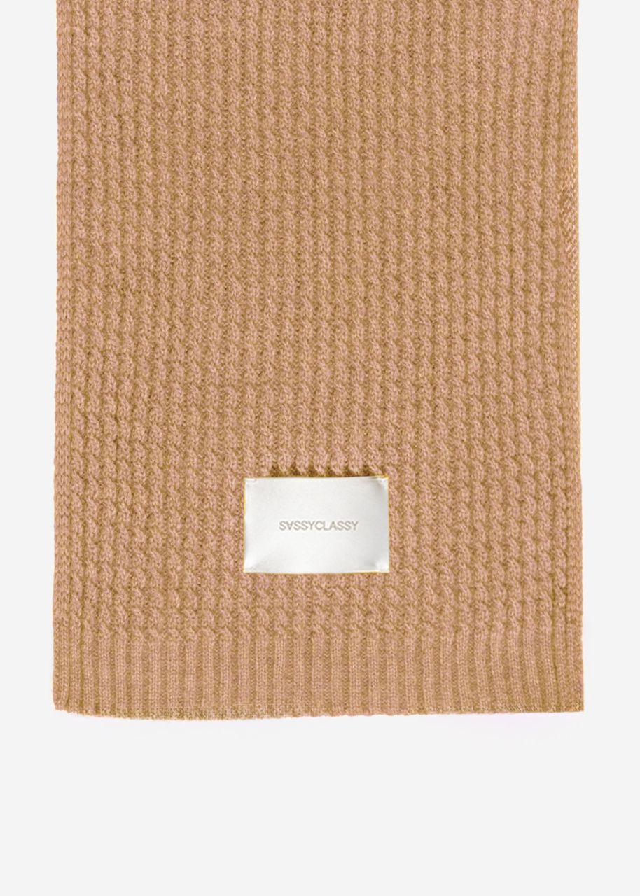 Ribbed knitted scarf - beige