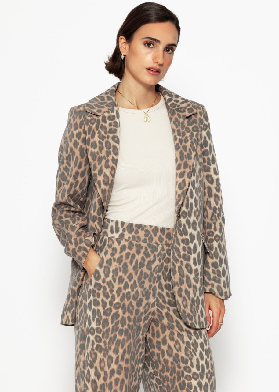 Blazer with leo print - brown