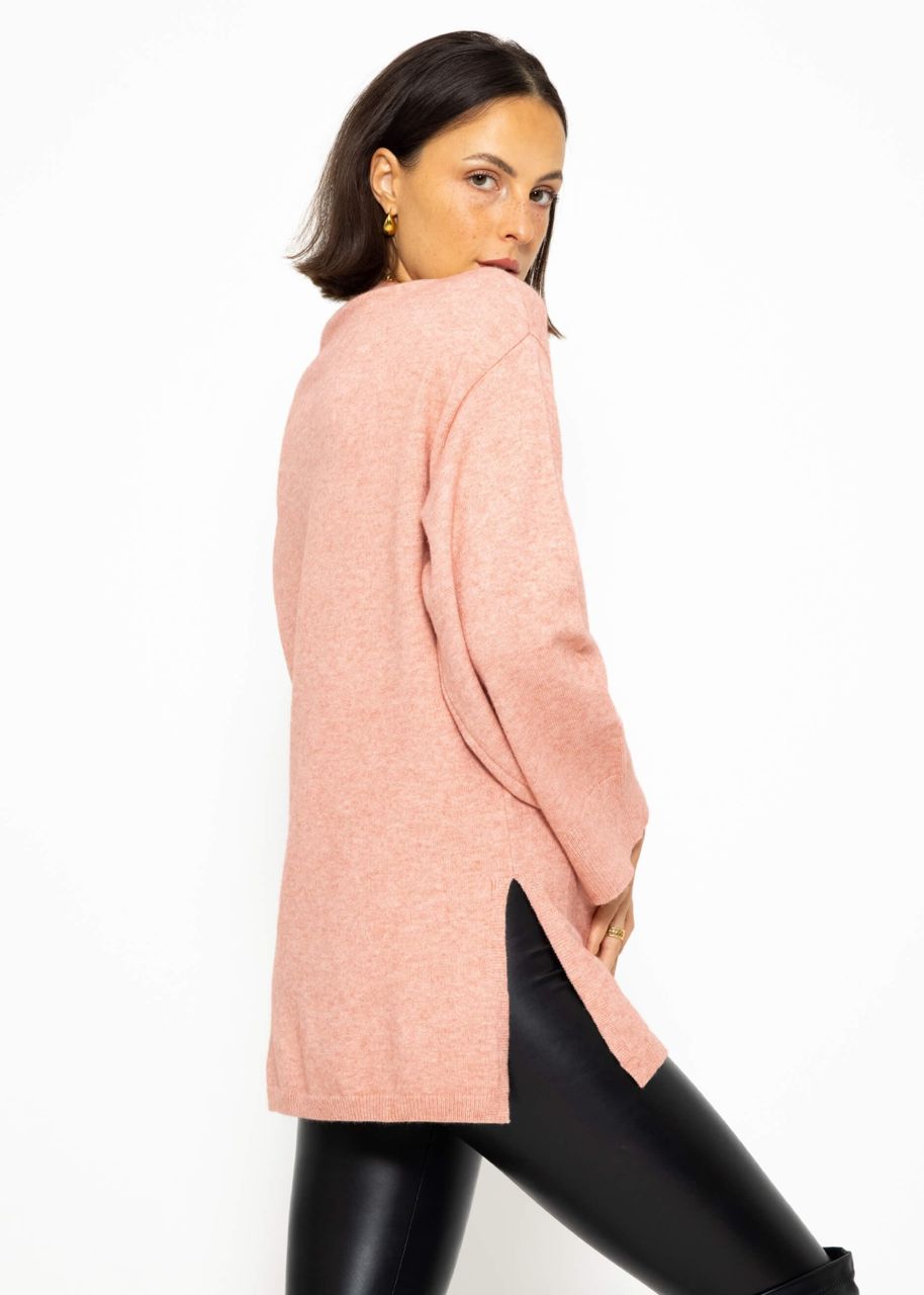 Oversized jumper with side slits - pink