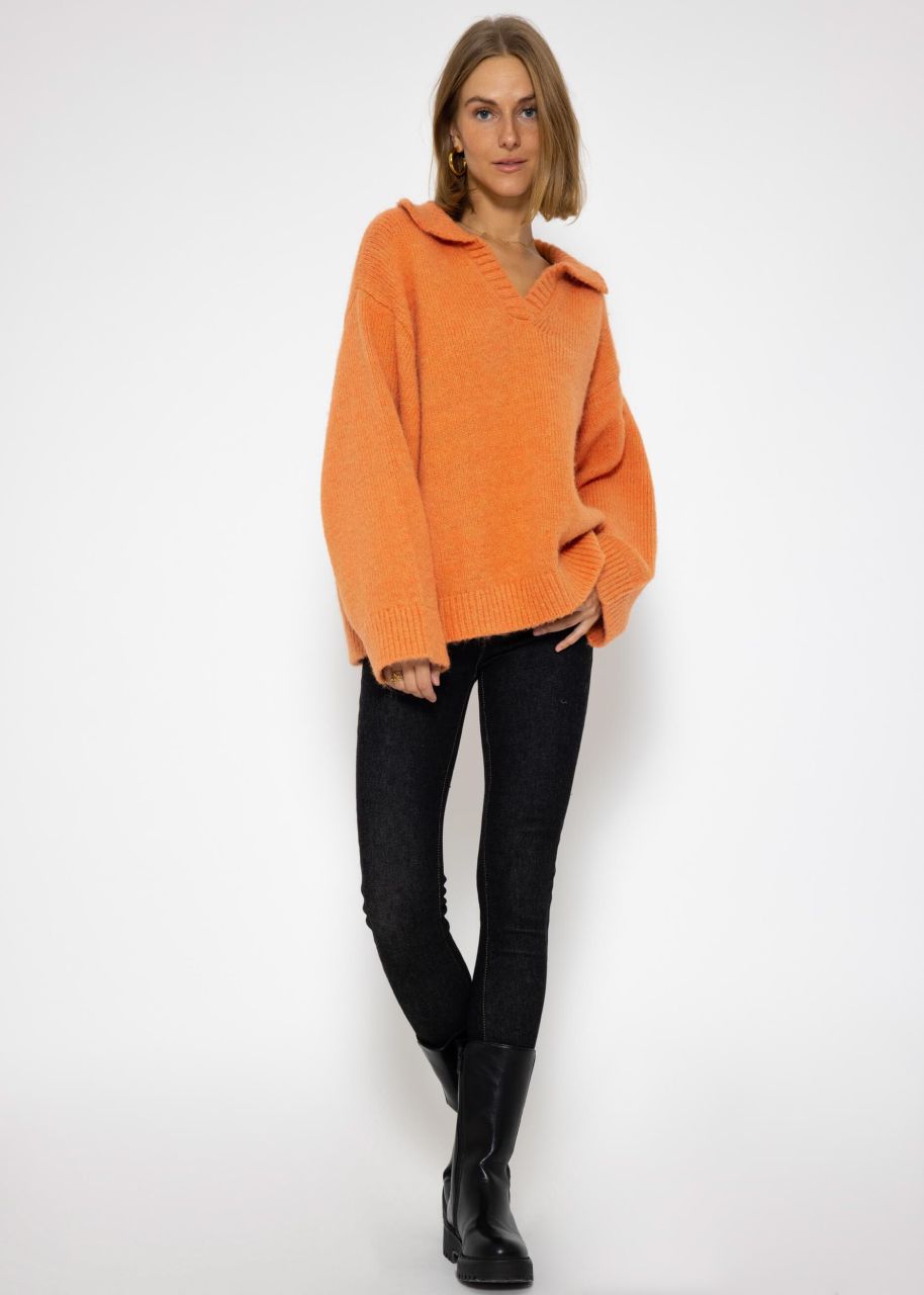 Oversize jumper with collar - apricot