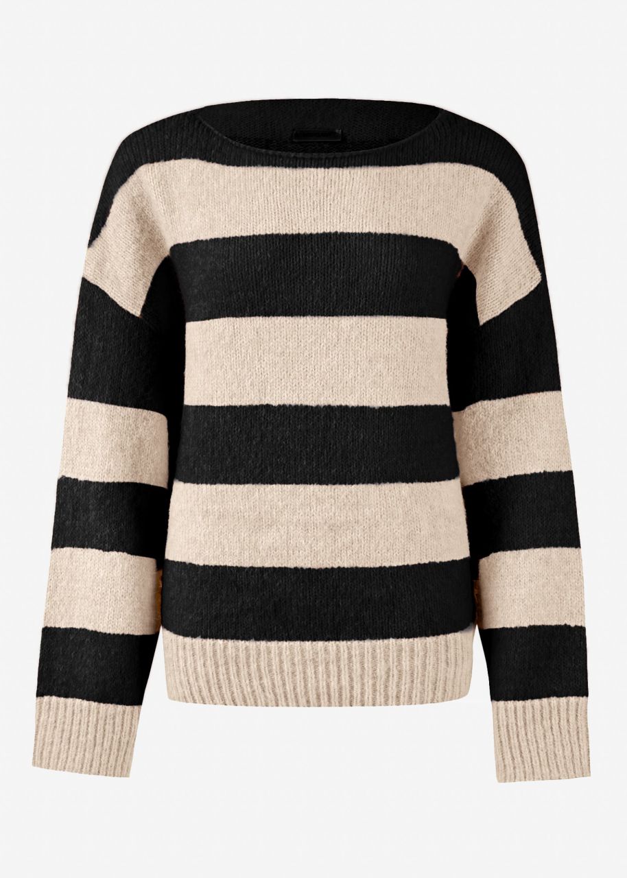 Sweater with block stripes - taupe-black