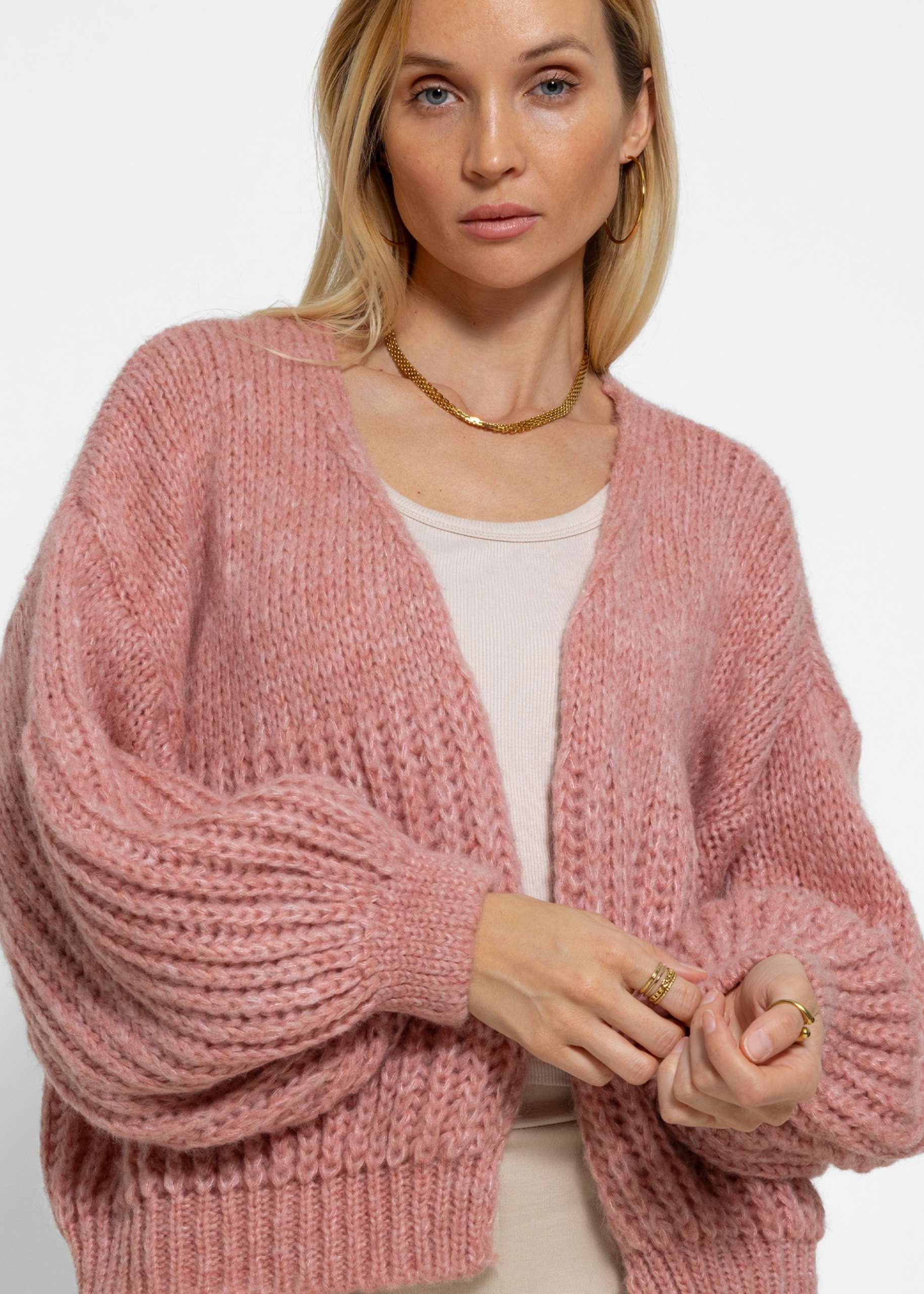 Cardigan with structure - dusky pink