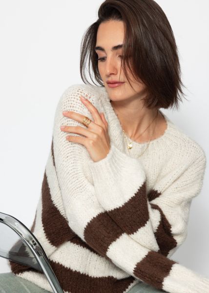 Striped oversize sweater - offwhite