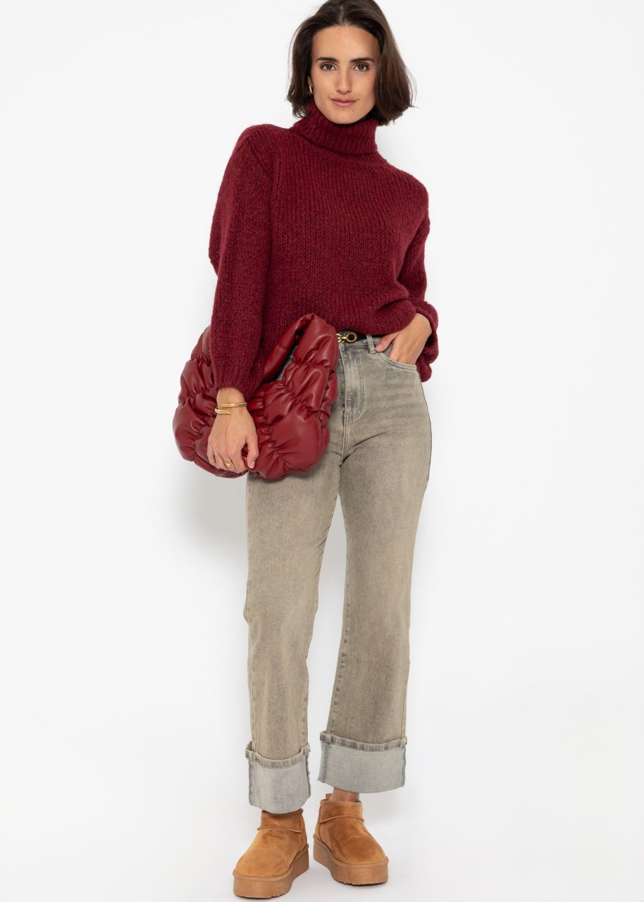 Oversize turtleneck sweater - burgundy