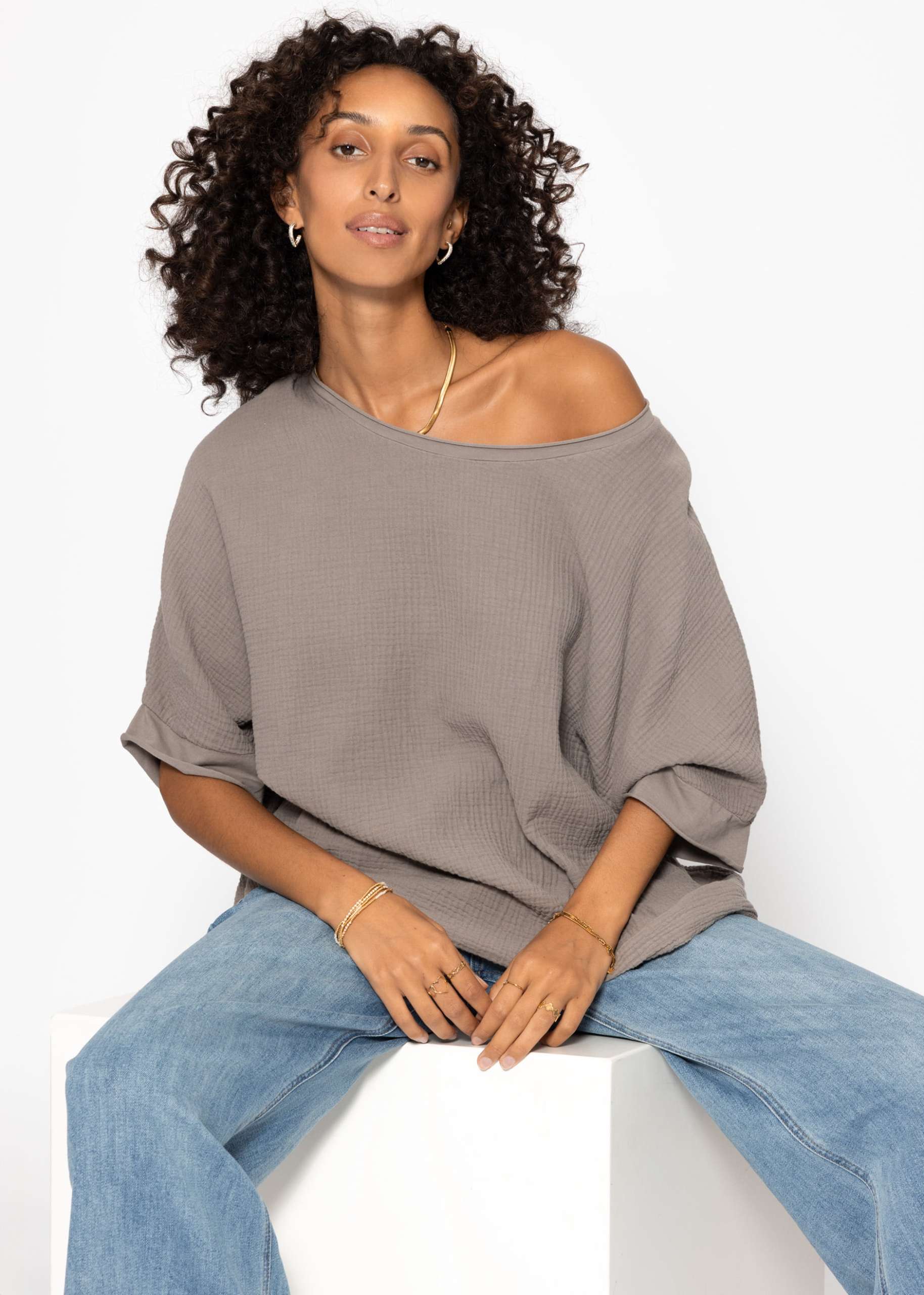 Lässiges Musselin Shirt - taupe