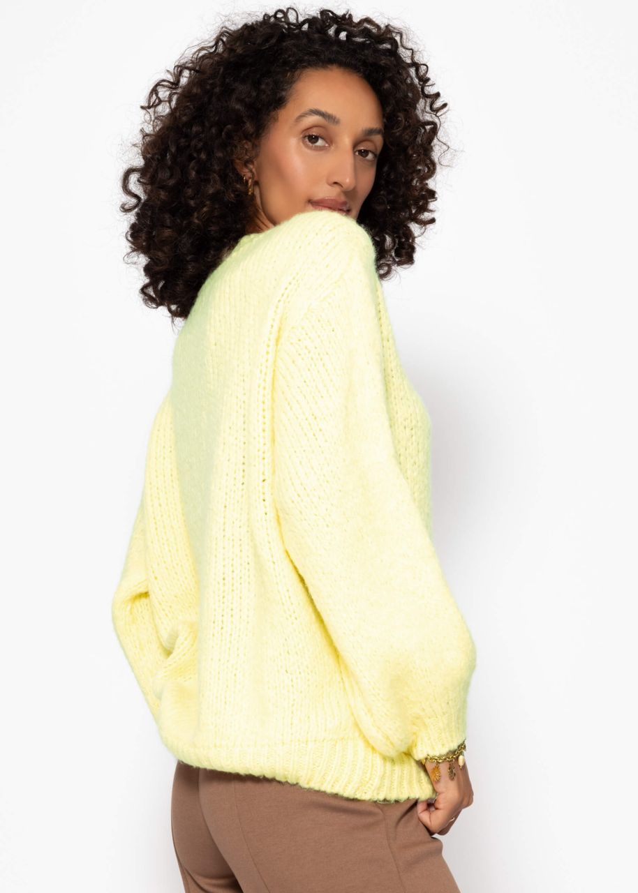 Oversized jumper with round neckline - vanilla yellow
