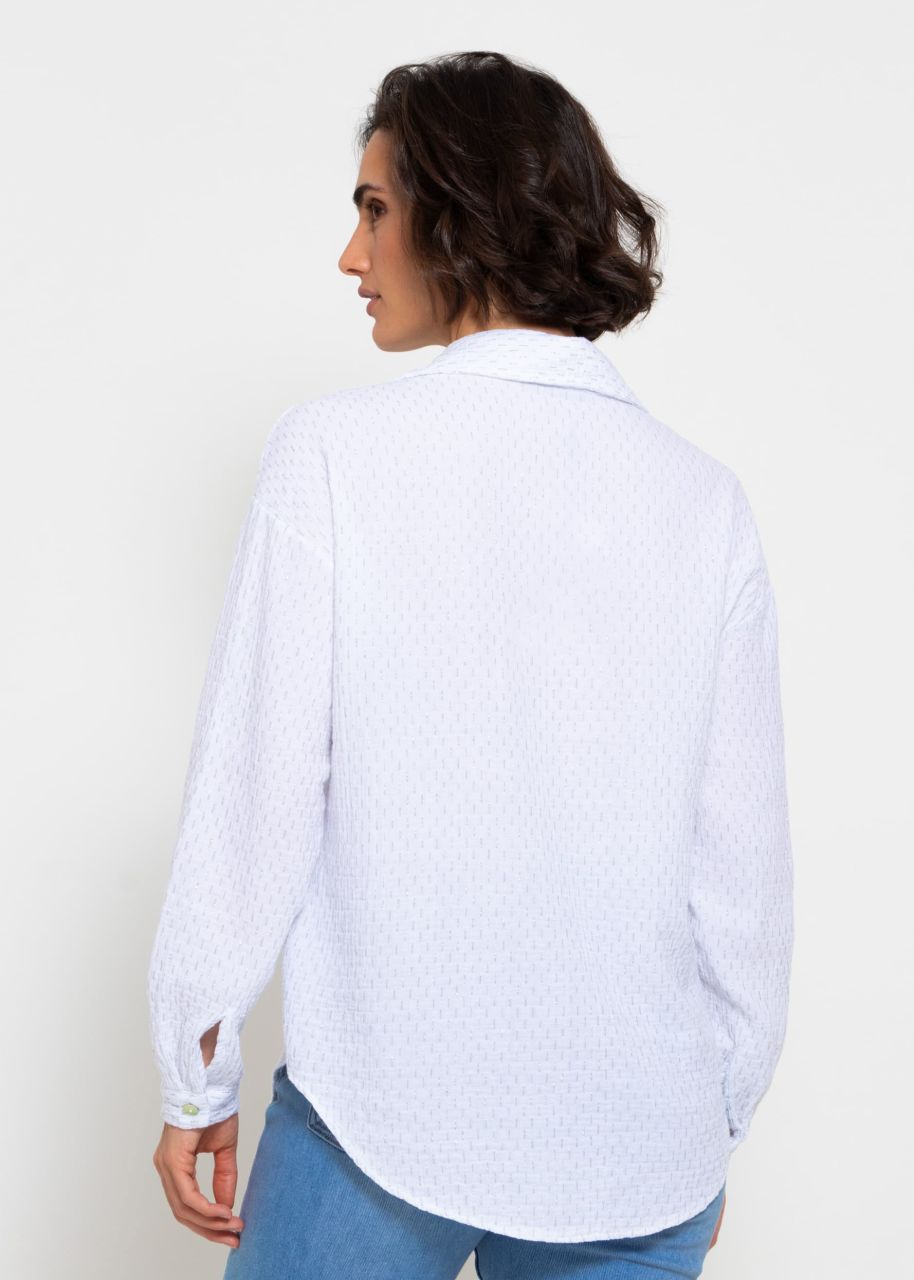Muslin blouse with glitter details - white