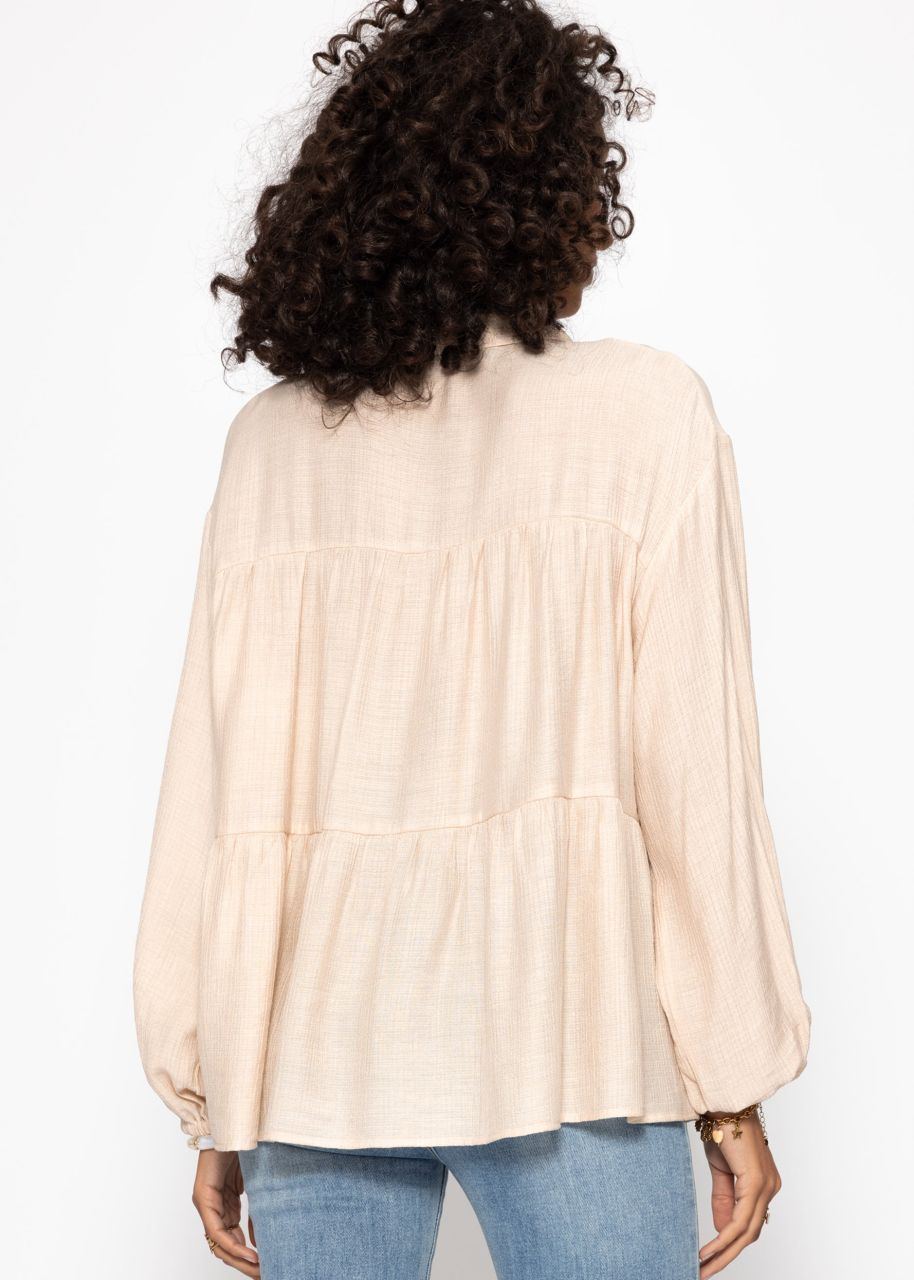 Leichte Bluse mit Volants - creme