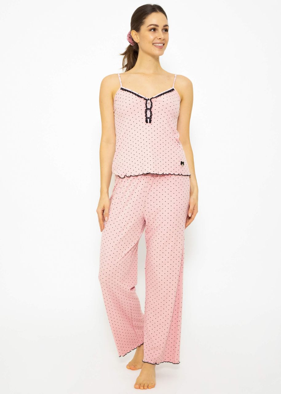 Sleeping pants with dots - pink