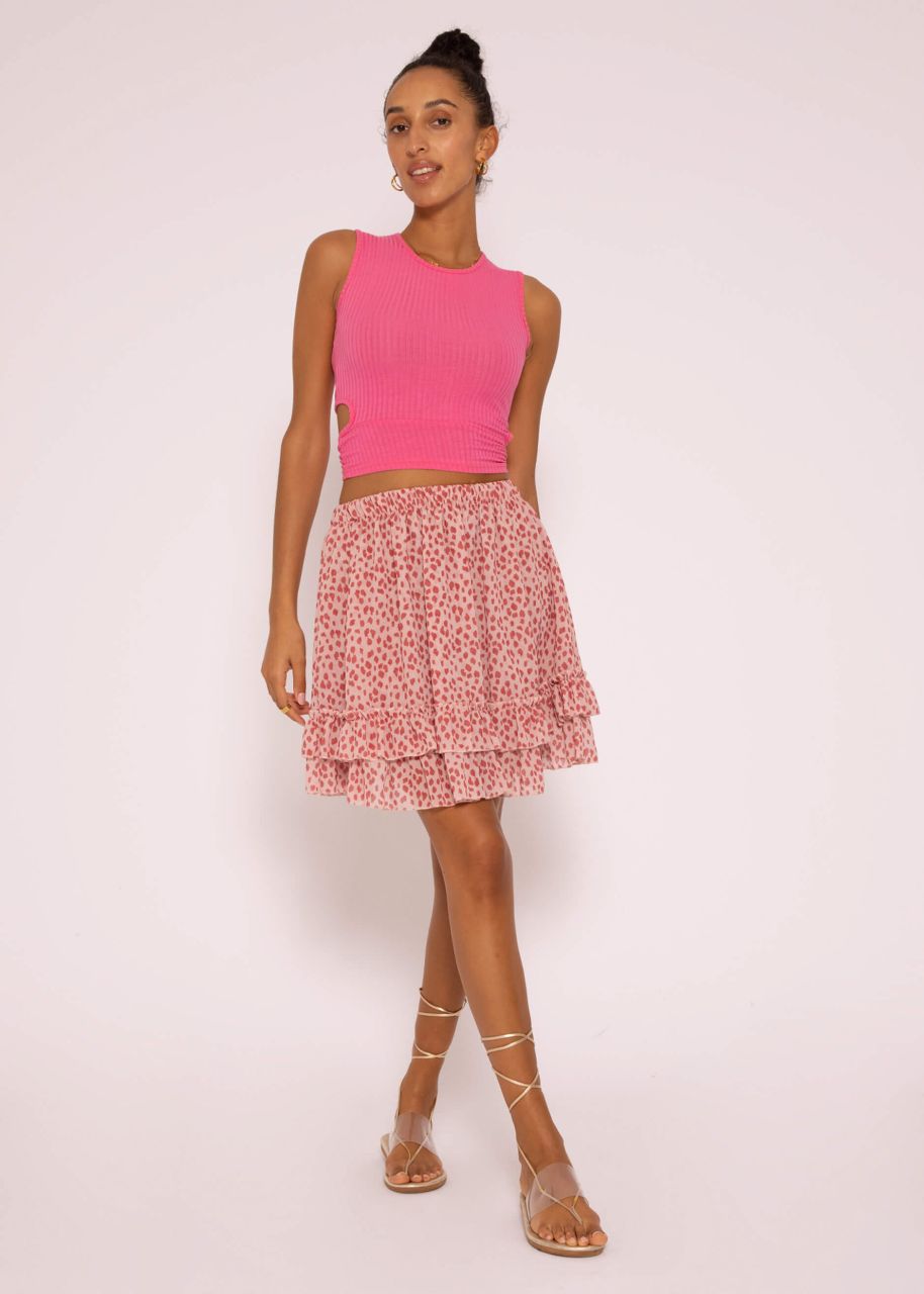 Flounces skirt with ruffles, pink