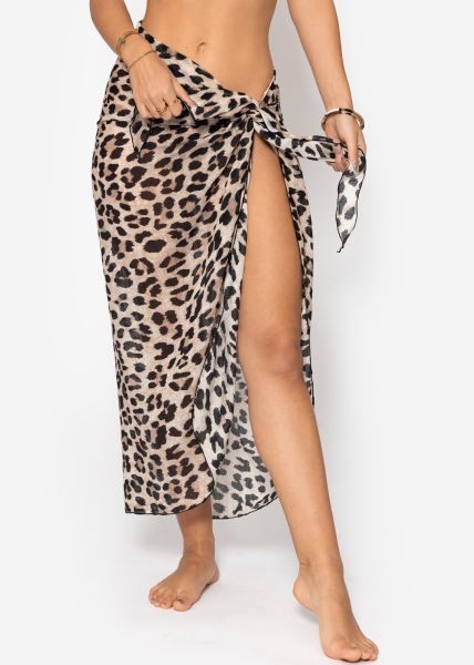 Pareo with leo print - beige