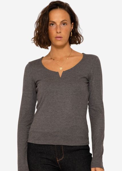 Ribbed long sleeve shirt - dark grey