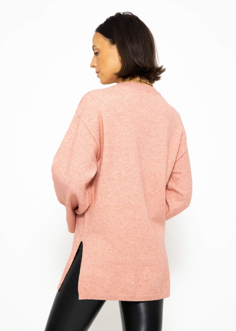 Oversized jumper with side slits - pink