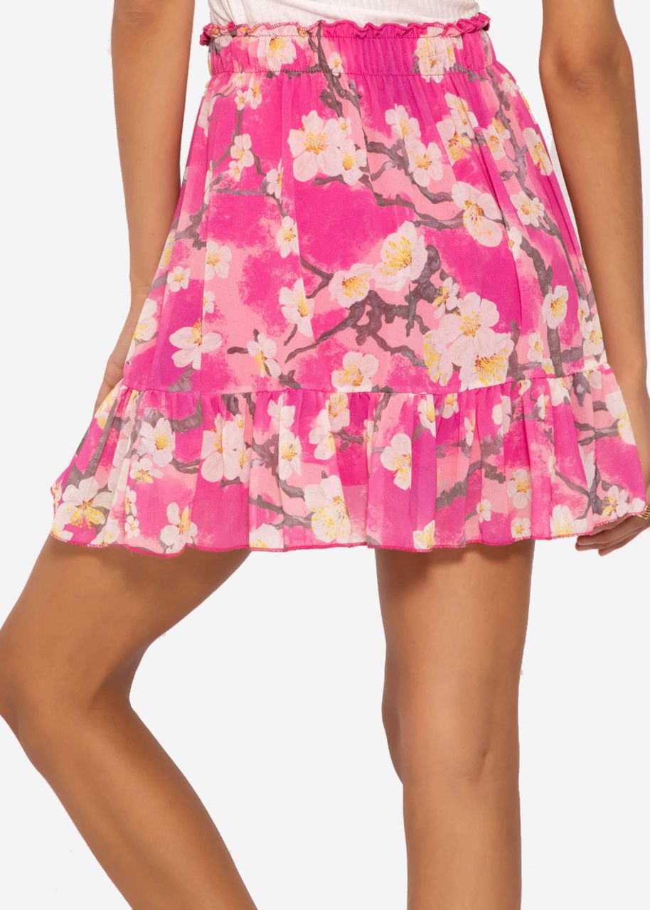 Ruched skirt with print, pink